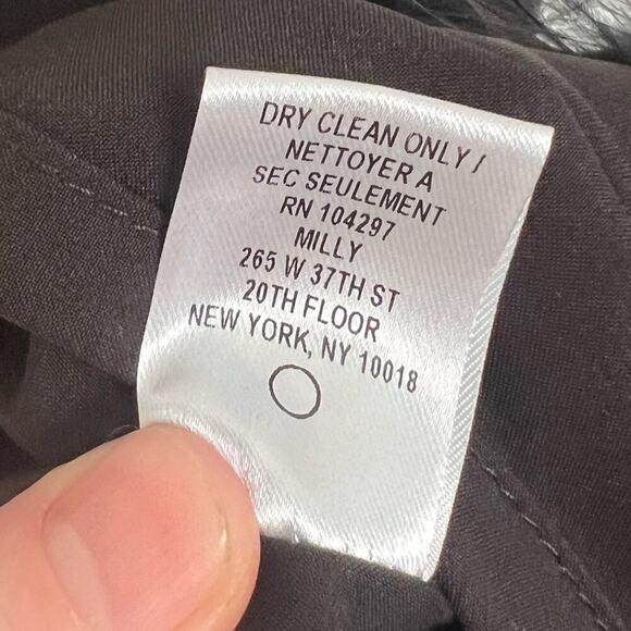 Milly Cady Elle Feather-Hem Sheath Black Midi Dress - Picture 9 of 10